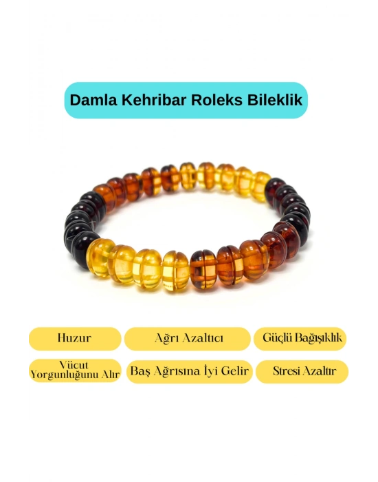 Sertifikalı Damla Kehribar Roleks Bileklik