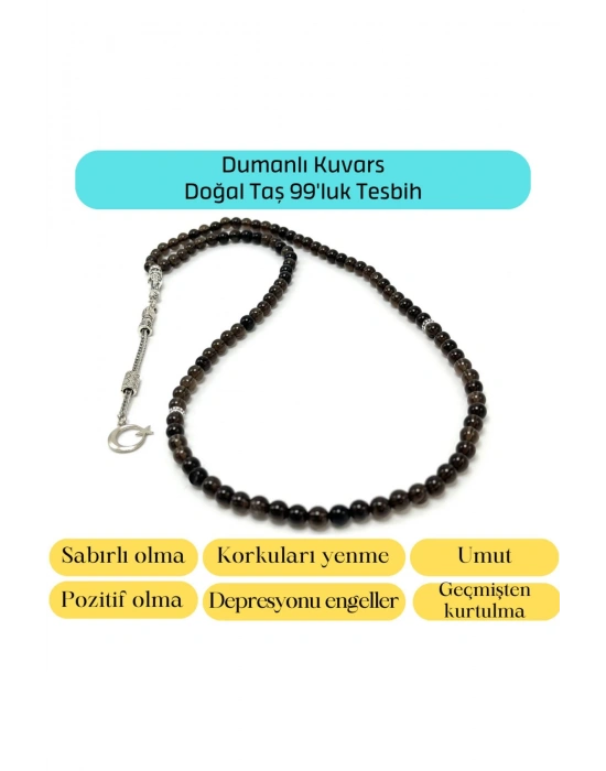 Sertifikalı Dumanlı Kuvars 6mm 99luk Doğal Taş Tesbih