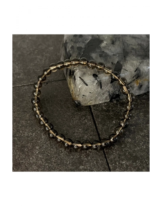 SERTİFİKALI Dumanlı Kuvars 6mm Doğal Taş Bileklik