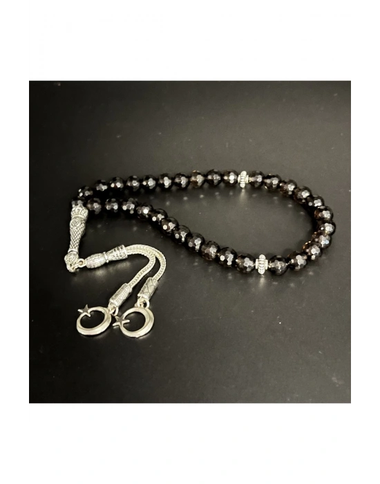 Sertifikalı Dumanlı Kuvars 8mm 33lük Doğal Taş Tesbih