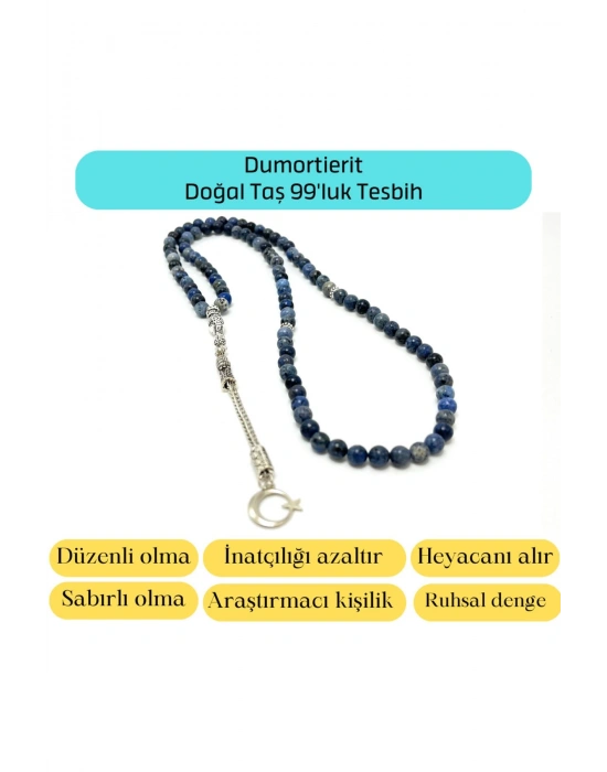 Sertifikalı Dumortierit  6mm 99luk Doğal Taş Tesbih