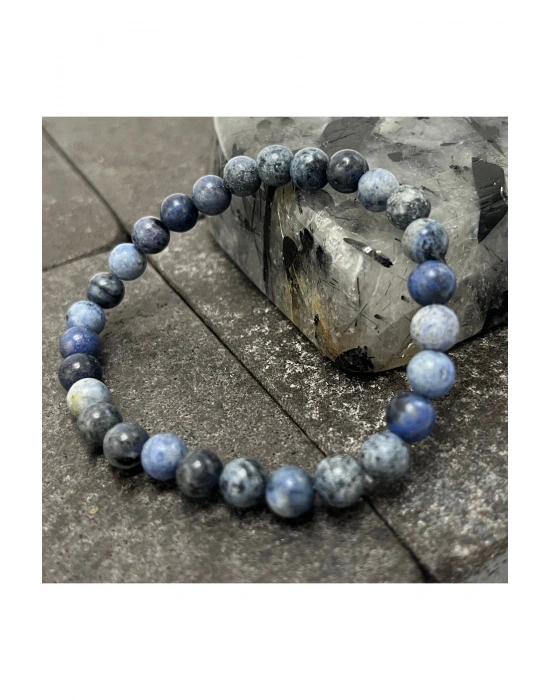 SERTİFİKALI Dumortierit 6mm Doğal Taş Bileklik