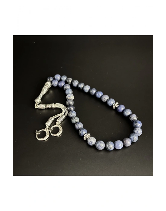 Sertifikalı Dumortierit 8mm 33lük Doğal Taş Tesbih