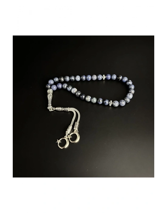 Sertifikalı Dumortierit 8mm 33lük Doğal Taş Tesbih