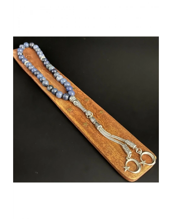 Sertifikalı Dumortierit 8mm 33lük Doğal Taş Tesbih