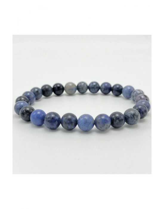 Sertifikalı Dumortierit 8mm Elastik Misinalı Doğal Taş Bileklik