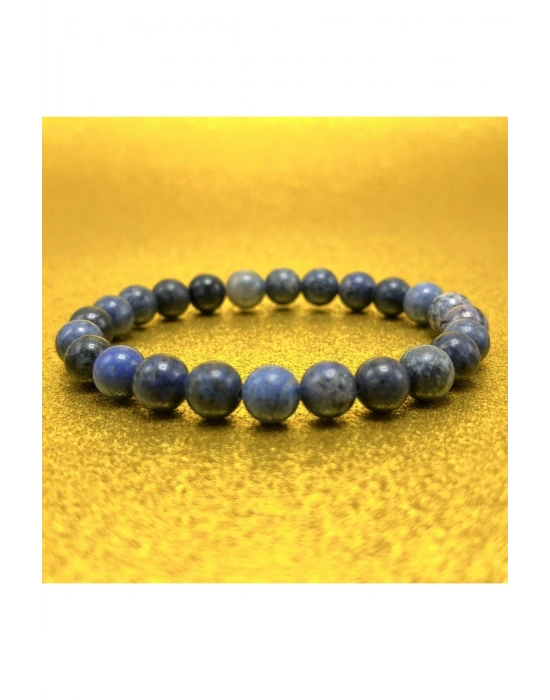 Sertifikalı Dumortierit 8mm Elastik Misinalı Doğal Taş Bileklik