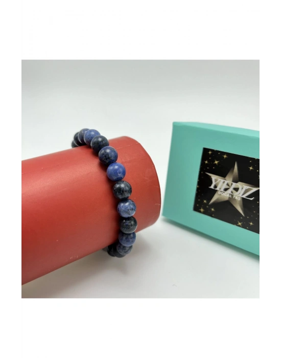 Sertifikalı Dumortierit 8mm Elastik Misinalı Doğal Taş Bileklik