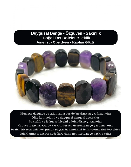 SERTİFİKALI Duygusal Denge & Özgüven & Sakinlik Doğal Taş Roleks Bileklik