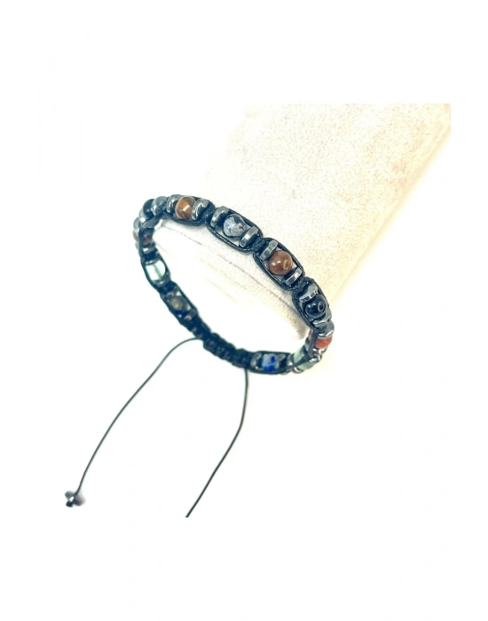 Sertifikalı Erkek Başarı Doğal Taş Erkek Bileklik Ayarlanabiilir Ölçü