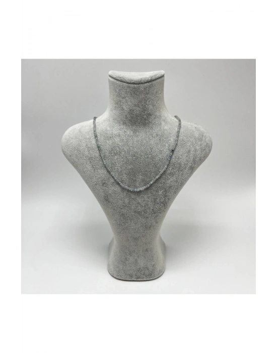 SERTİFİKALI Florit 2mm 925 Ayar Gümüş Doğal Taş Kolye Uzatma Zincirli