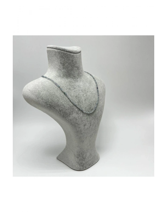 SERTİFİKALI Florit 2mm 925 Ayar Gümüş Doğal Taş Kolye Uzatma Zincirli