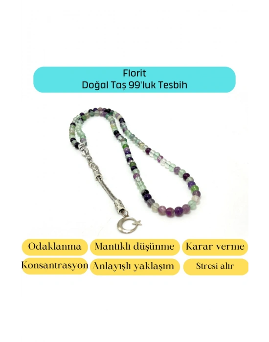Sertifikalı Florit 6mm 99luk Doğal Taş Tesbih