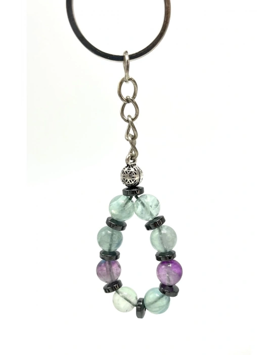 SERTİFİKALI Florit Doğal Taş Anahtarlık 8mm