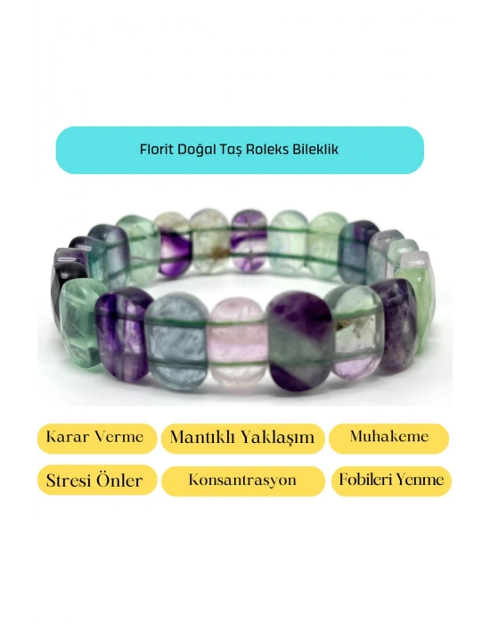 Sertifikalı Florit Doğal Taş Roleks Bileklik
