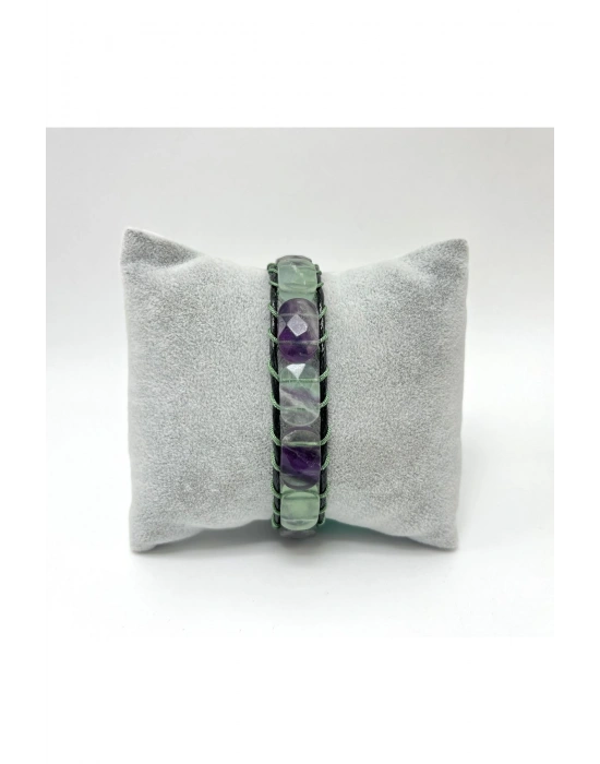 Sertifikalı Florit Kilit Kapama Roleks Doğal Taş Deri Bileklik