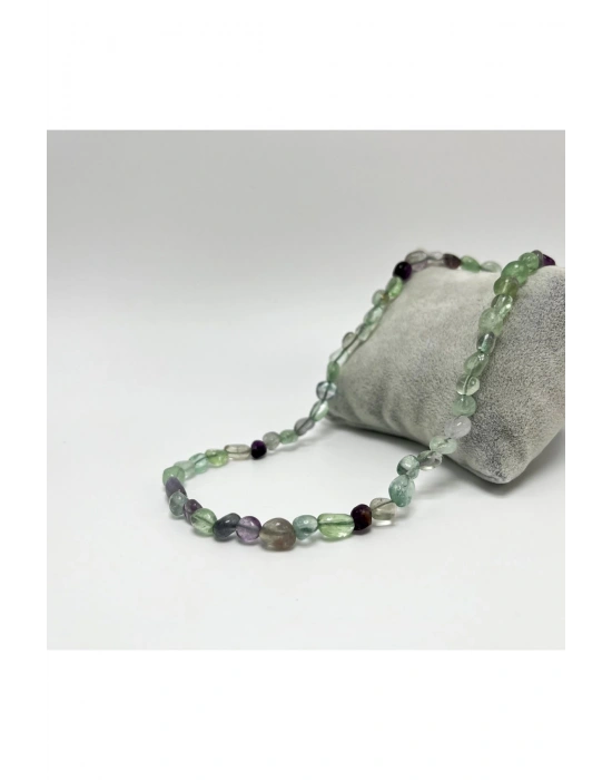 SERTİFİKALI Florit Natural Kesim Makrome Doğal Taş Kolye