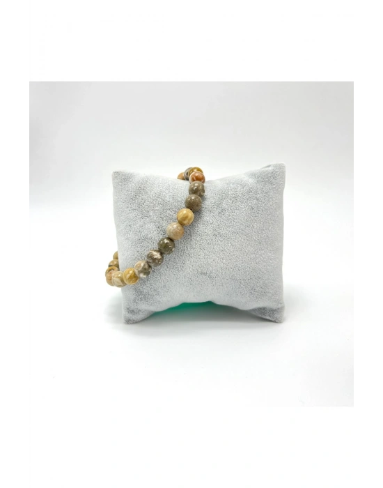 Sertifikalı Fosil Mercan 8mm Elastik Misinalı Doğal Taş Bileklik