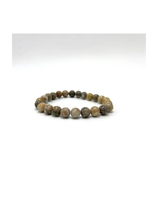 Sertifikalı Fosil Mercan 8mm Elastik Misinalı Doğal Taş Bileklik