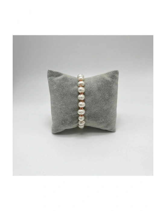 SERTİFİKALI Gerçek İnci Hematit 925 Ayar Gümüş Bileklik Uzatma Zincirli