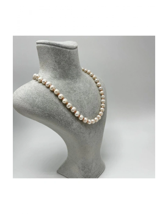 Sertifikalı Gerçek İnci Hematit 925 Ayar Gümüş Kolye Uzatma Zincirli