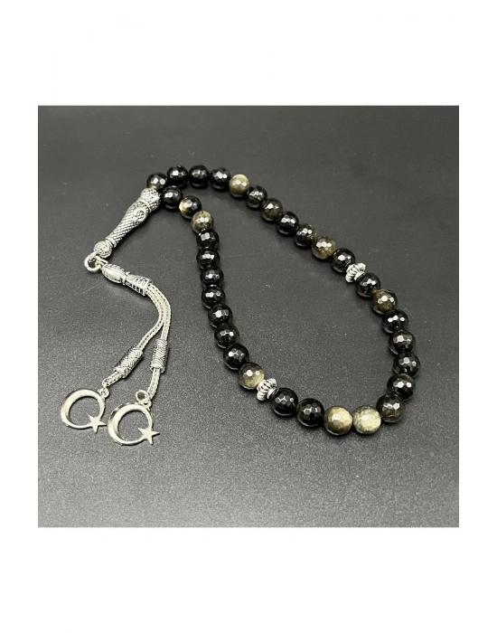 Sertifikalı Golden Obsidyen 8mm 33lük Doğal Taş Tesbih