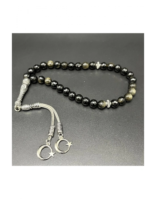 Sertifikalı Golden Obsidyen 8mm 33lük Doğal Taş Tesbih