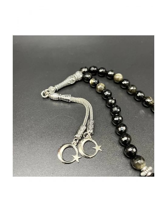 Sertifikalı Golden Obsidyen 8mm 33lük Doğal Taş Tesbih