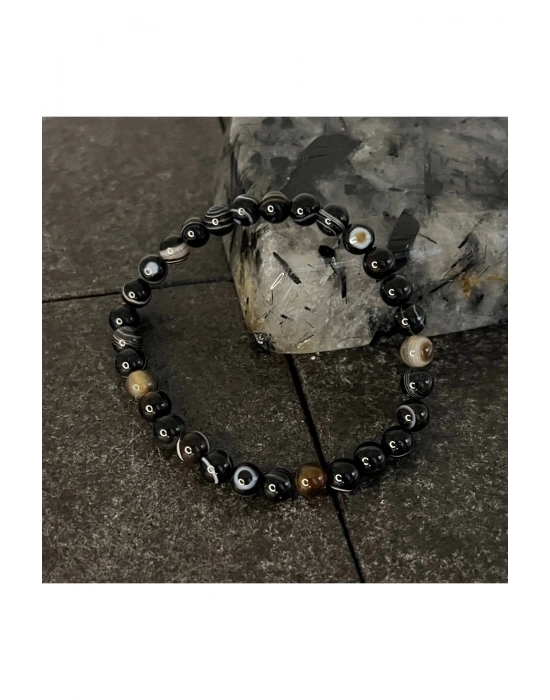 SERTİFİKALI Göz Akik 6mm Doğal Taş Bileklik