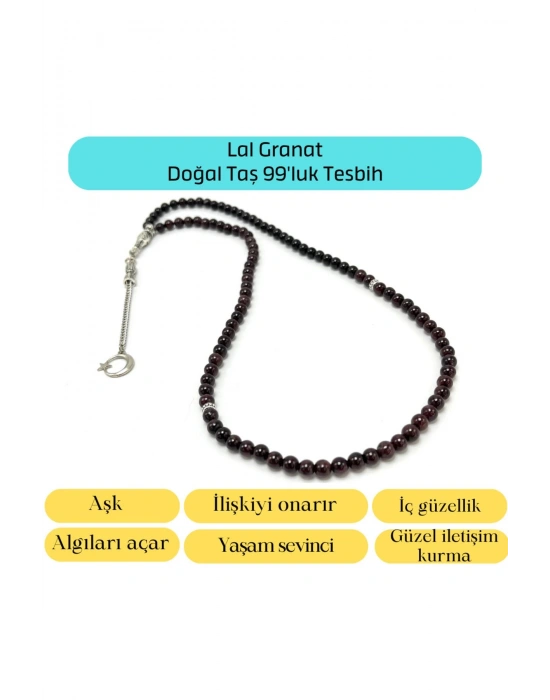 Sertifikalı Granat Lal 6mm 99luk Doğal Taş Tesbih