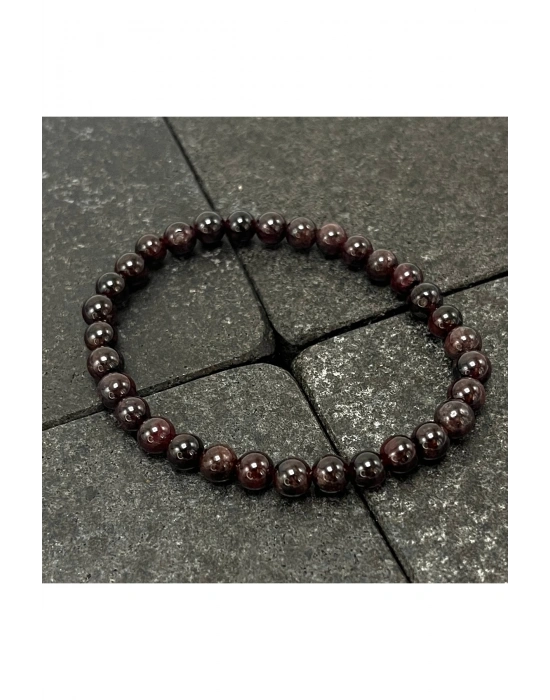 SERTİFİKALI Granat Lal 6mm Doğal Taş Bileklik