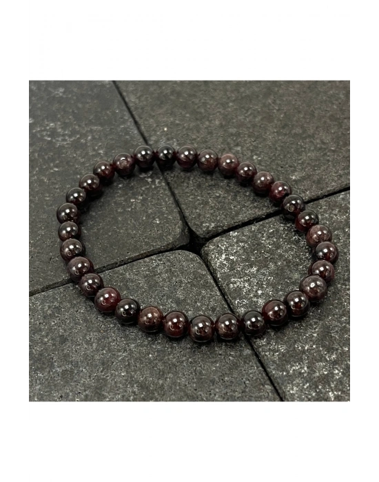 SERTİFİKALI Granat Lal 6mm Doğal Taş Bileklik