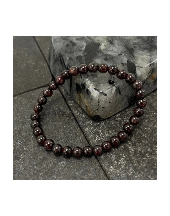 SERTİFİKALI Granat Lal 6mm Doğal Taş Bileklik