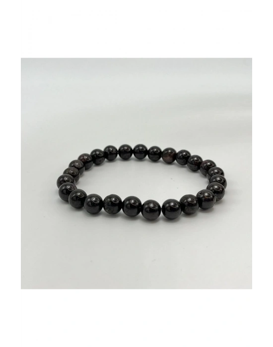 Sertifikalı Granat Lal 8mm Elastik Misinalı Doğal Taş Bileklik