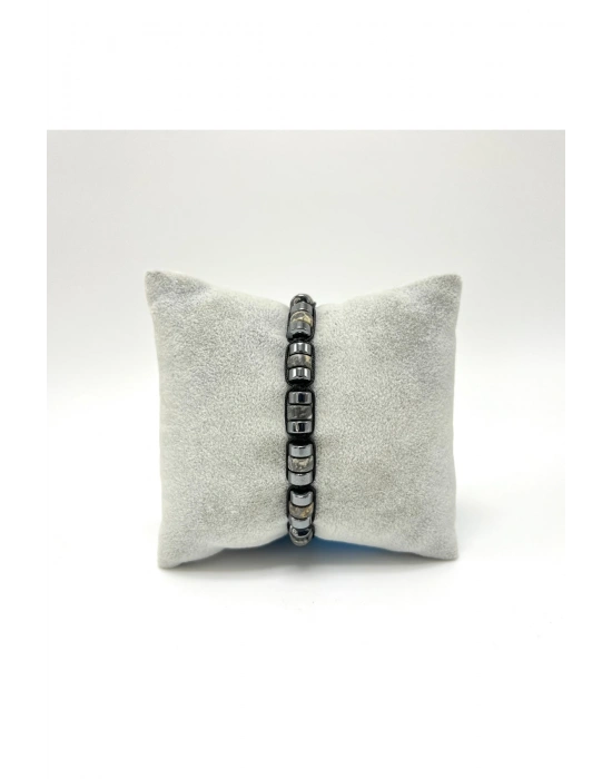 Sertifikalı Gri Jasper Disk Model Doğal Taş Makrome Bileklik Ayarlanabilir Ölçü