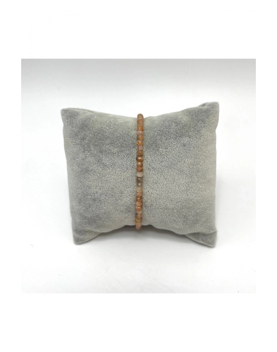 SERTİFİKALI Güneş Taşı 4mm 925 Ayar Gümüş Doğal Taş Bileklik Uzatma Zincirli