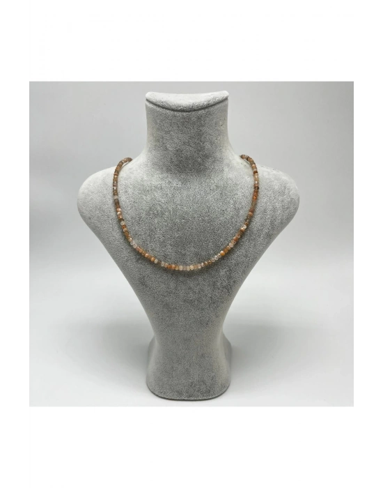 SERTİFİKALI Güneş Taşı 4mm 925 Ayar Gümüş Doğal Taş Kolye Uzatma Zincirli