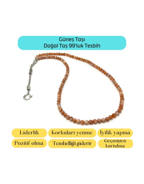 Sertifikalı Güneş Taşı 6mm 99luk Doğal Taş Tesbih