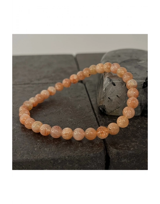 SERTİFİKALI Güneş Taşı 6mm Doğal Taş Bileklik