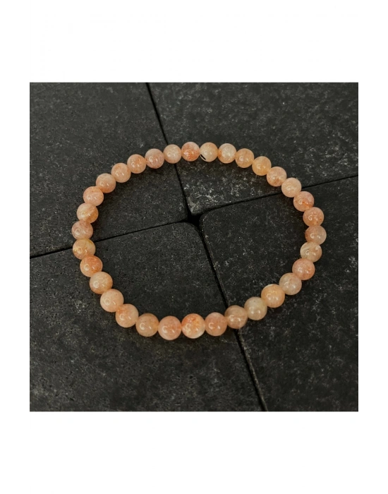 SERTİFİKALI Güneş Taşı 6mm Doğal Taş Bileklik