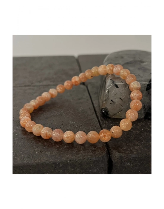 SERTİFİKALI Güneş Taşı 6mm Doğal Taş Bileklik