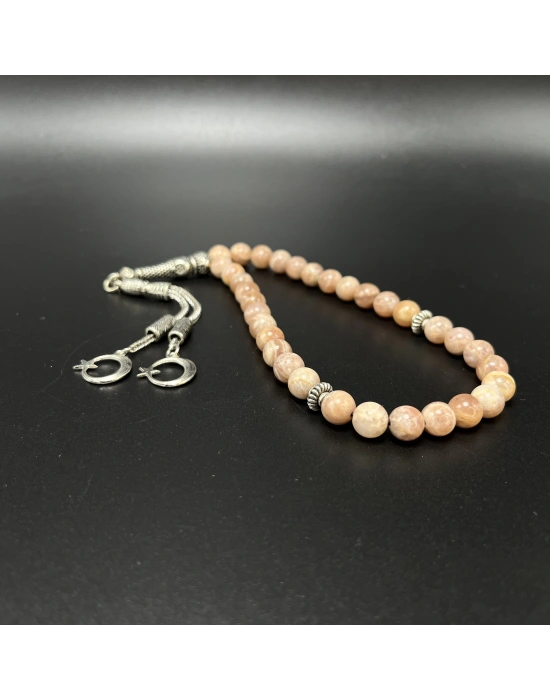 Sertifikalı Güneş Taşı 8mm 33lük Doğal Taş Tesbih