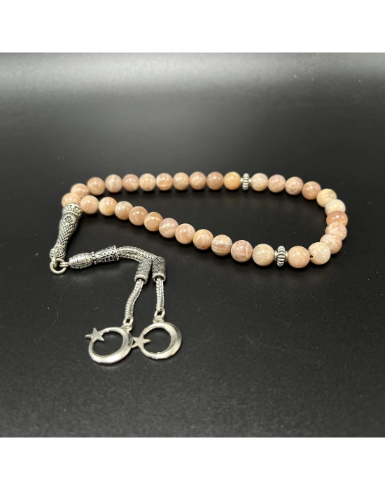 Sertifikalı Güneş Taşı 8mm 33lük Doğal Taş Tesbih