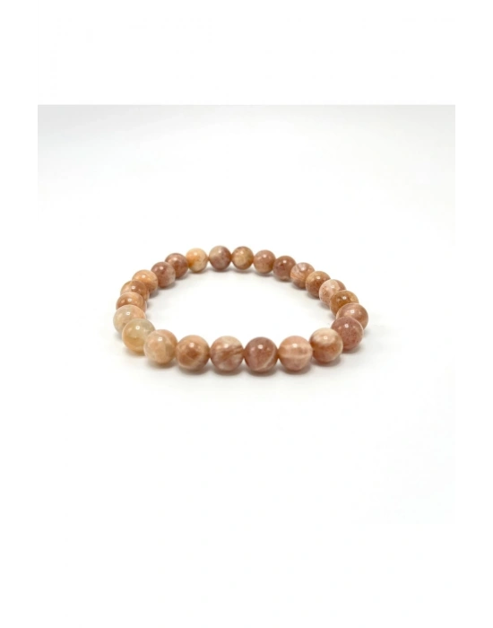 Sertifikalı Güneş Taşı 8mm Elastik Misinalı Doğal Taş Bileklik