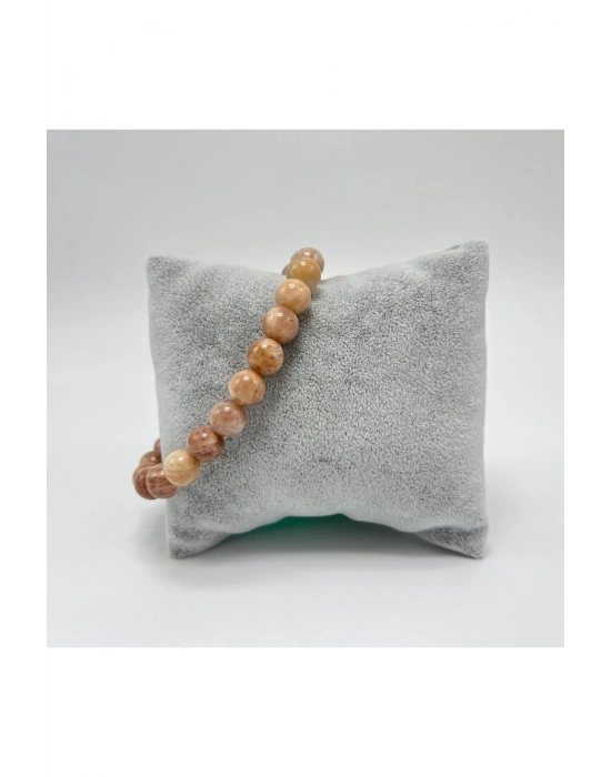 Sertifikalı Güneş Taşı 8mm Elastik Misinalı Doğal Taş Bileklik