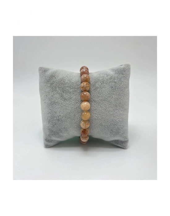 Sertifikalı Güneş Taşı 8mm Elastik Misinalı Doğal Taş Bileklik