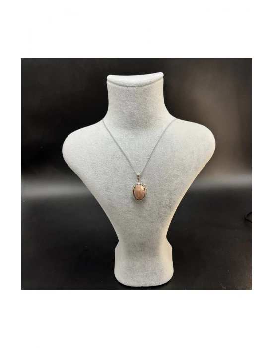 Sertifikalı Güneş Taşı Doğal Taş Kolye (KARARMAMA GARANTİLİ)