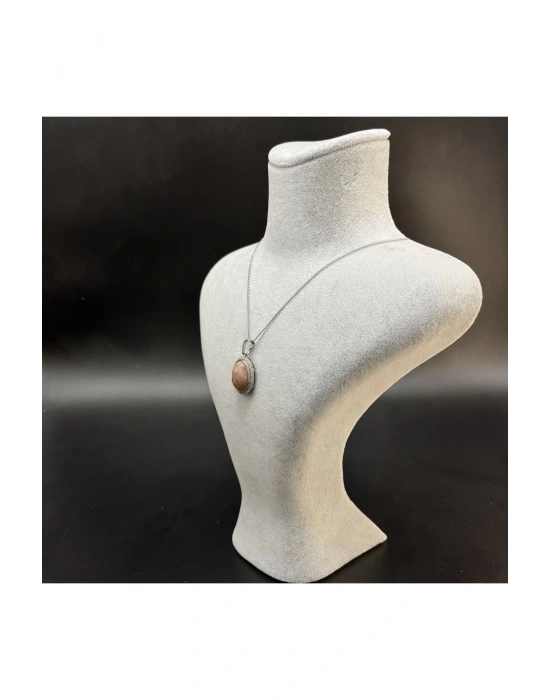 Sertifikalı Güneş Taşı Doğal Taş Kolye (KARARMAMA GARANTİLİ)