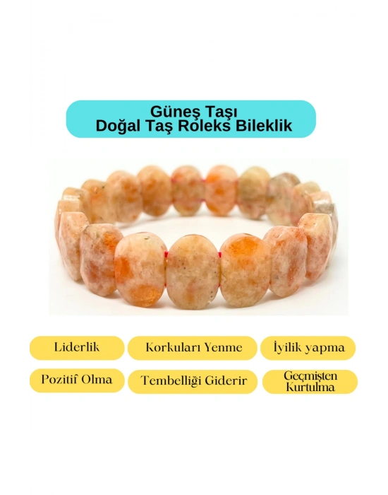 Sertifikalı Güneş Taşı Doğal Taş Roleks Bileklik