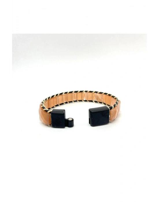 Sertifikalı Güneş Taşı Kilit Kapama Roleks Doğal Taş Deri Bileklik